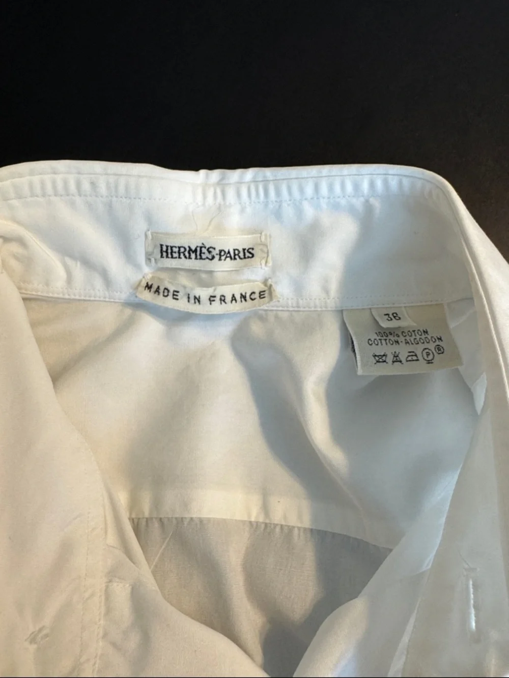 Hermès Paris White Button Down Shirt Made in France Classic Cotton 36 xs s - Picture 2 of 4